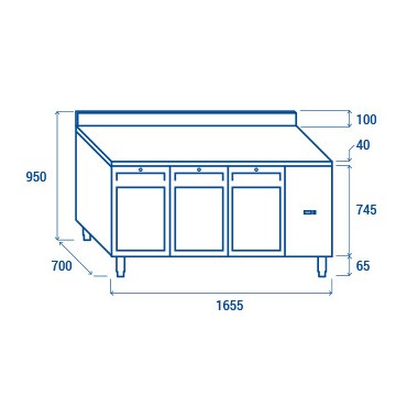 COOL HEAD - Comptoir réfrigéré GN1/1 MOTEUR À DISTANCE QRG 3200SG