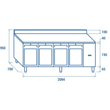COOL HEAD - Table réfrigéré - GN1/1 MOTEUR À DISTANCE QRG 4200SG