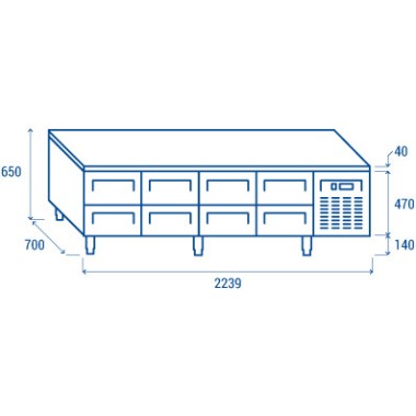 COOL HEAD - Comptoir réfrigéré positive GN1/1 - U-GN 4180
