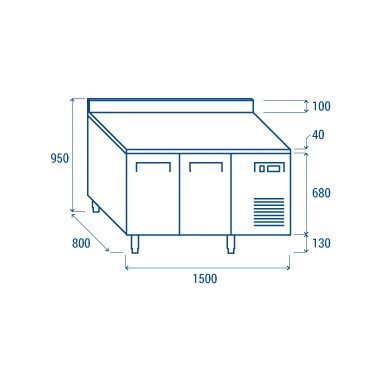 COOL HEAD - Table réfrigéré pour plateaux 600x400mm - PA 2200