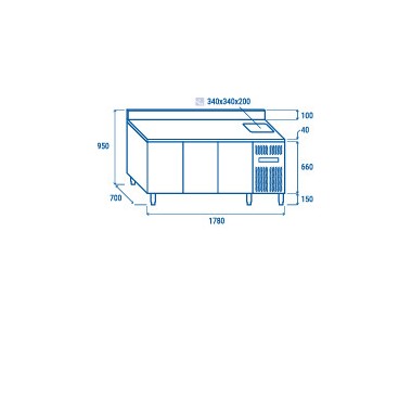 COOL HEAD - Comptoir réfrigéré GN1/1avec évier - RC 3200LV