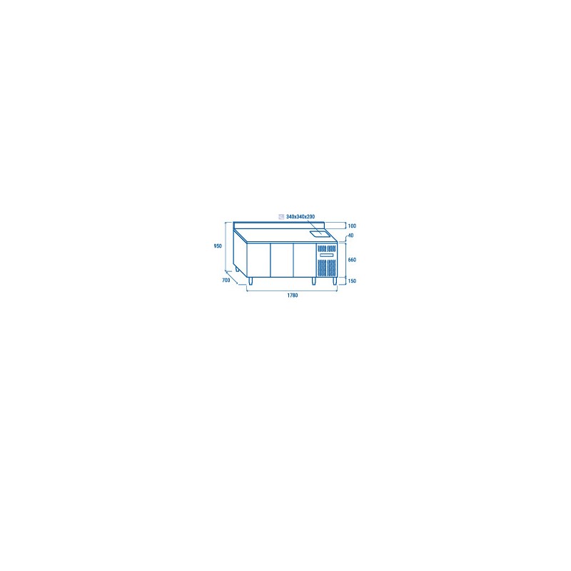 COOL HEAD - Comptoir réfrigéré GN1/1avec évier - RC 3200LV