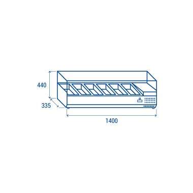 COOL HEAD  - Vitrine avec bacs GN1/4 réfrigérée horizontale - VRX 14/33