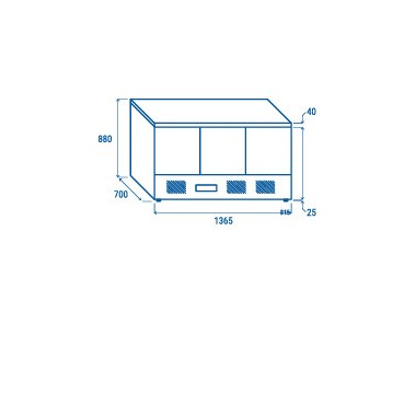 COOL HEAD - Table réfrigérée GN1/1 inox CRX 93A