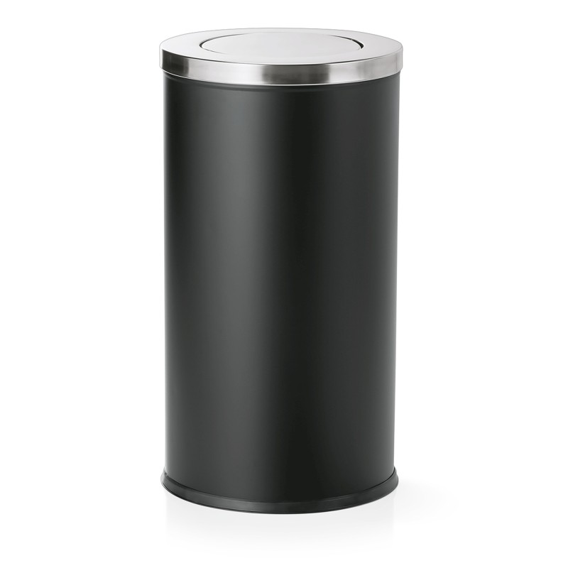 WAS - Poubelle acier noire Ø37cm h71cm