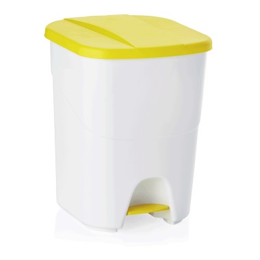 WAS - Poubelle à pédale jaune 40l polypro. 35 x 38.5 x 45.5 cm