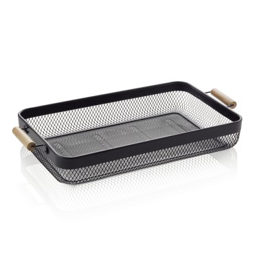 WAS - Plateau fer/bois noir 51 x 26.5 x 7.5 cm