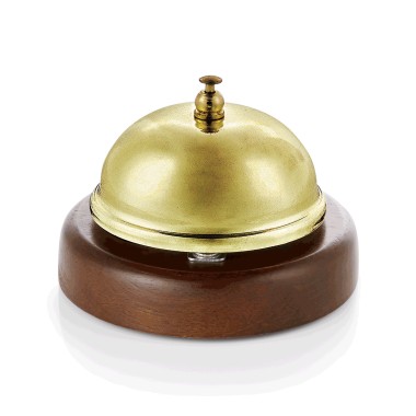 WAS - Cloche sonnette de réception bois laiton Ø9cm