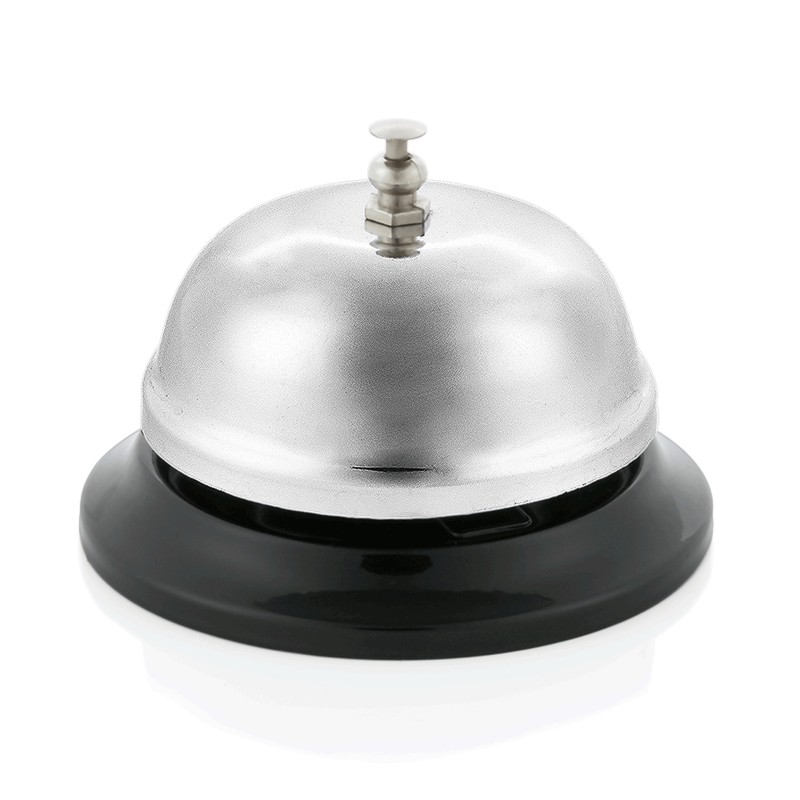 WAS - Cloche sonnette de réception bois chromé Ø8.5cm