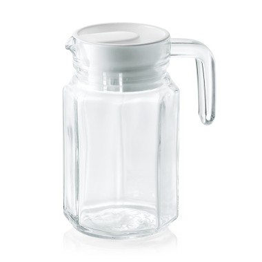 WAS - Pichet en verre haut côtelé  avec couvercle 50ml. Lot 12