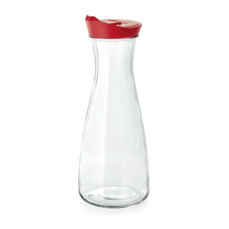 WAS - Carafe verre à couvercle rouge 1l - Lot 12