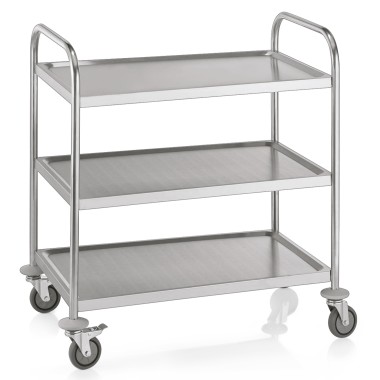 WAS - Chariot de service 3 étagères acier- 85 x 53 x 95 cm