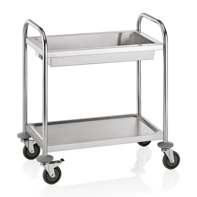 WAS - Chariot à débarrasser 2 niveaux - 70 x 47 x 81 cm
