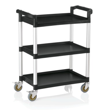 WAS - Chariot de service noir 3 niveaux- 82 x 41 x 95 cm