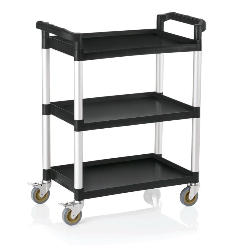 WAS - Chariot de service noir 3 niveaux- 82 x 41 x 95 cm