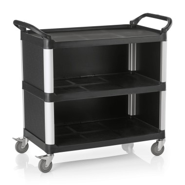 WAS - Chariot de service noir acier polypro. 103,5 x 50,5 x 95,5 cm