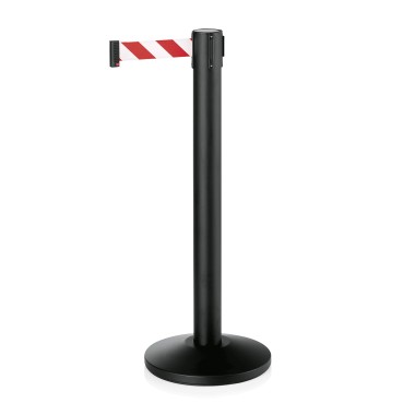 WAS - Poteau de délimitation pied Ø34.5cm sangle rouge/blanc 500cm