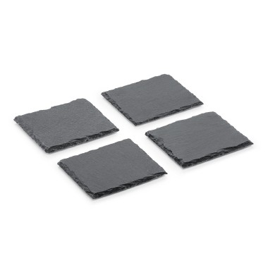 WAS - Ensemble de 4 plateaux en ardoise naturelle 10x10cm