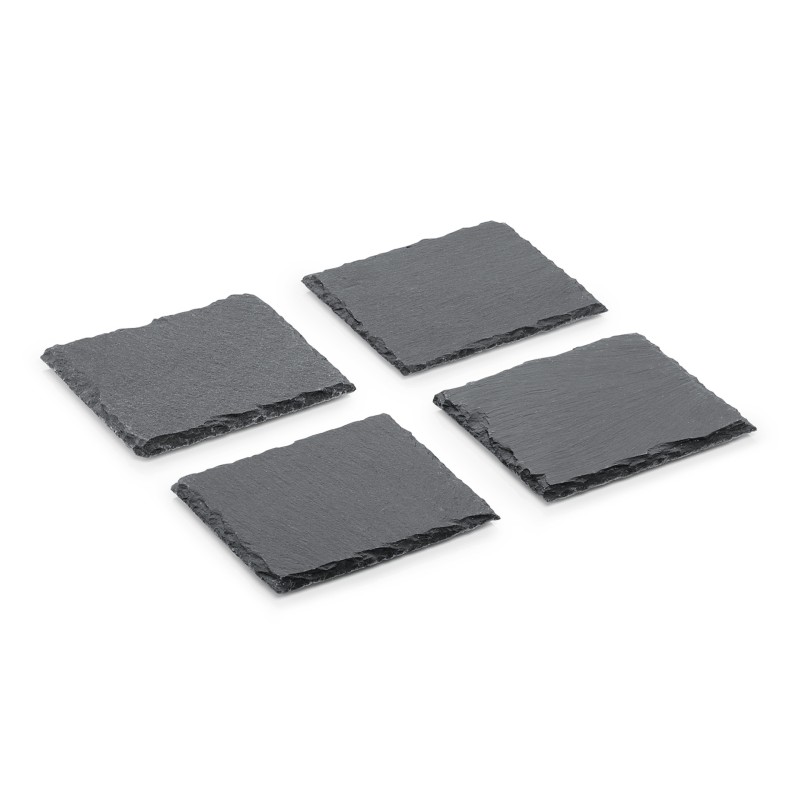 WAS - Ensemble de 4 plateaux en ardoise naturelle 10x10cm