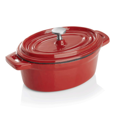 WAS - Cocotte mini ovale acier fonte rouge