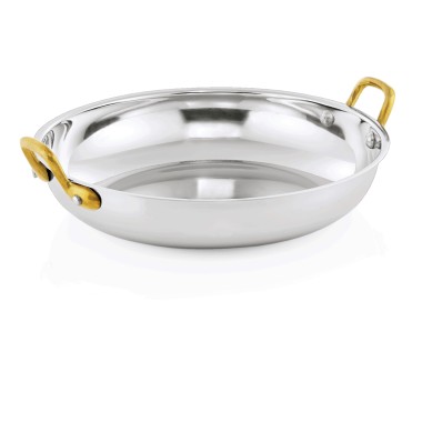 WAS - Plat de service acier poignées laiton Ø24 cm
