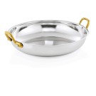 WAS - Plat de service acier poignées laiton Ø24 cm