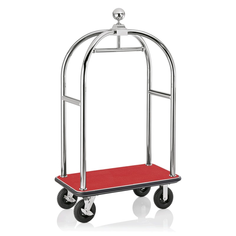 WAS - Chariot à bagages fond rouge - 113 x 62 x 191 cm