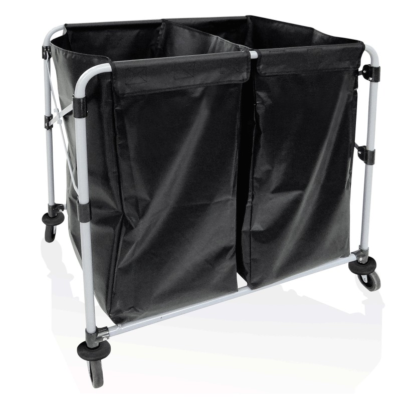 Chariot à linge double, 90 x 66 x 86 cm, en fer, revêtement en poudre, PVC - Was Germany