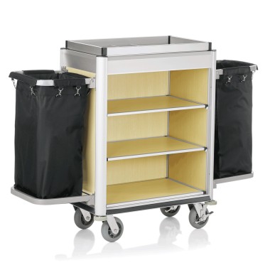 WAS - Chariot de service de chambre aluminium 2 sacs
