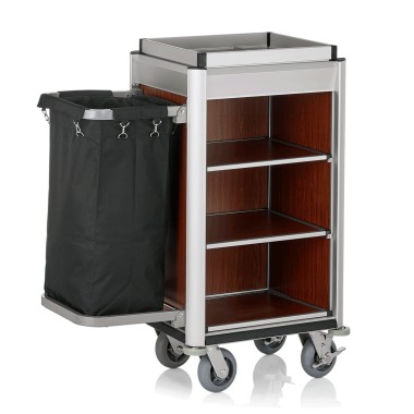 WAS - Chariot de service de chambre alu/bois 1sac