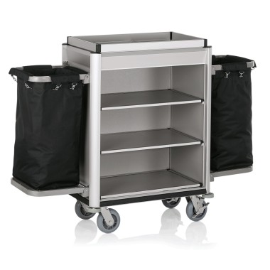 WAS - Chariot de service de chambre aluminium - 2 sacs