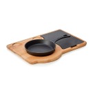WAS - Assiette de service en bois avec poêle et plaque en fonte