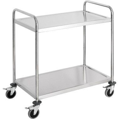 STALGAST - Chariot de serveur en acier inoxydable, pliable, à 2 étagères