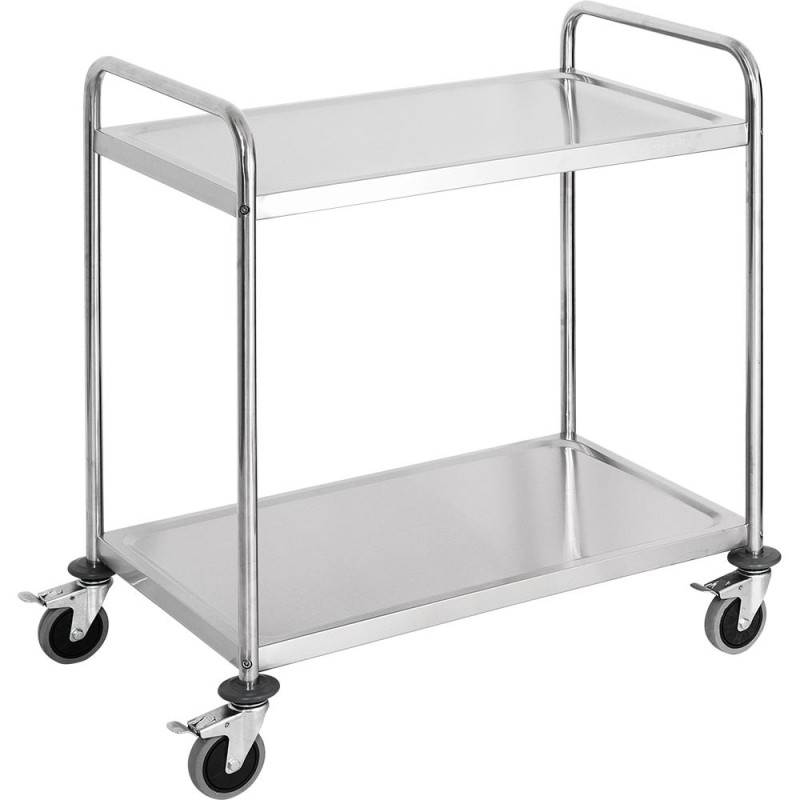 STALGAST - Chariot de serveur en acier inoxydable, pliable, à 2 étagères