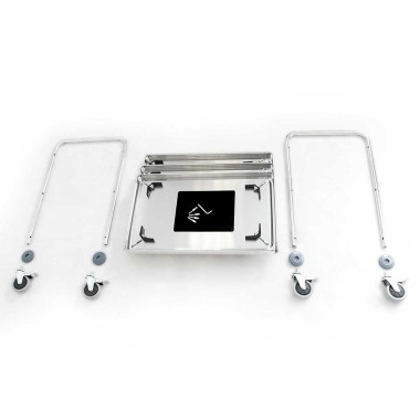 STALGAST - Chariot de serveur en acier inoxydable, pliable, à 2 étagères