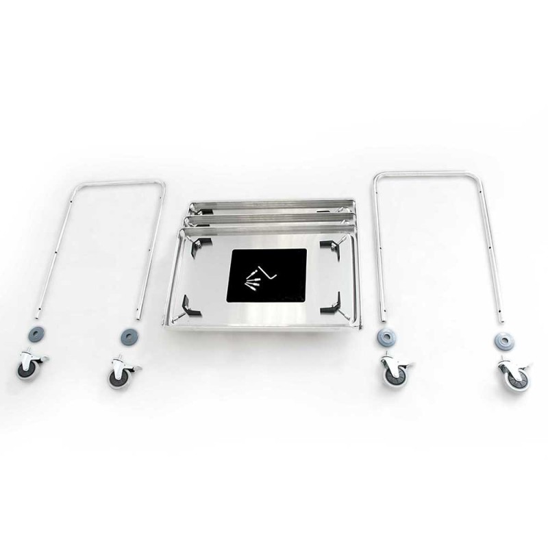 STALGAST - Chariot de serveur en acier inoxydable, pliable, à 2 étagères