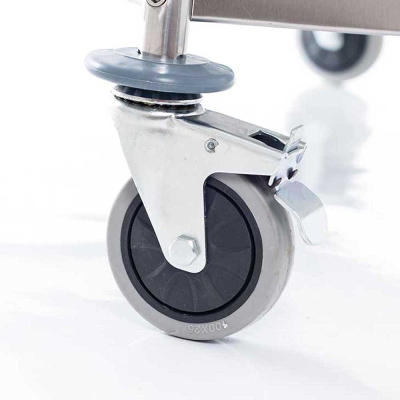 STALGAST - Chariot de serveur en acier inoxydable, pliable, à 2 étagères