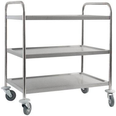STALGAST - Chariot de serveur en acier inoxydable, pliable, à 3 étagères
