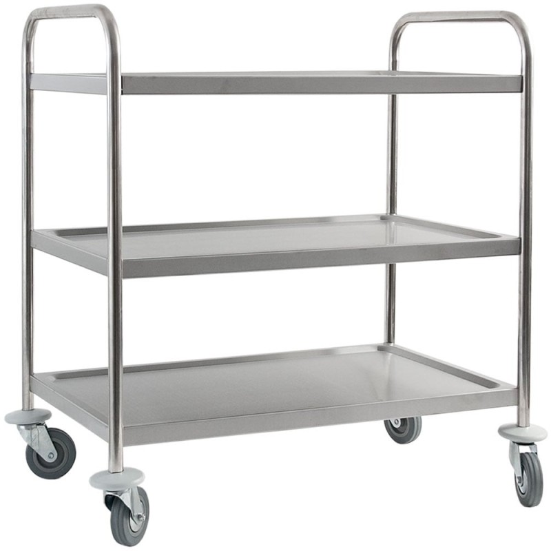 STALGAST - Chariot de serveur en acier inoxydable, pliable, à 3 étagères