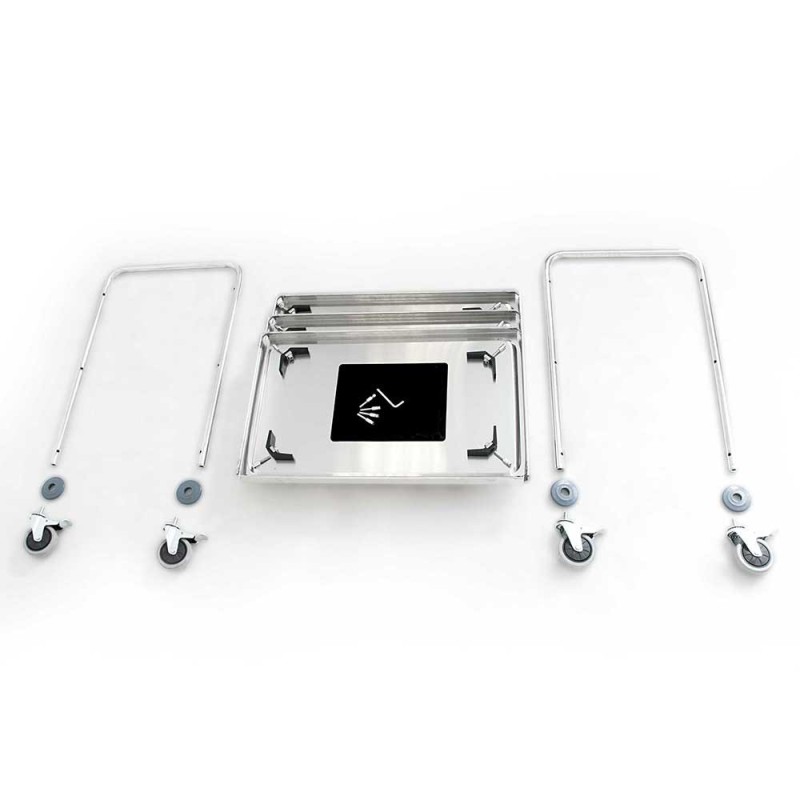 STALGAST - Chariot de serveur en acier inoxydable, pliable, à 3 étagères