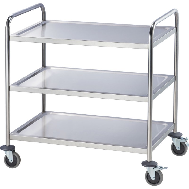 STALGAST - Chariot de serveur en acier inoxydable à 3 étagères