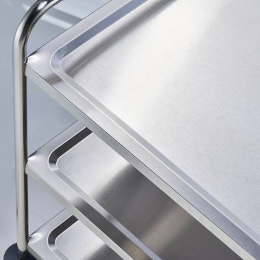 STALGAST - Chariot de serveur en acier inoxydable à 3 étagères