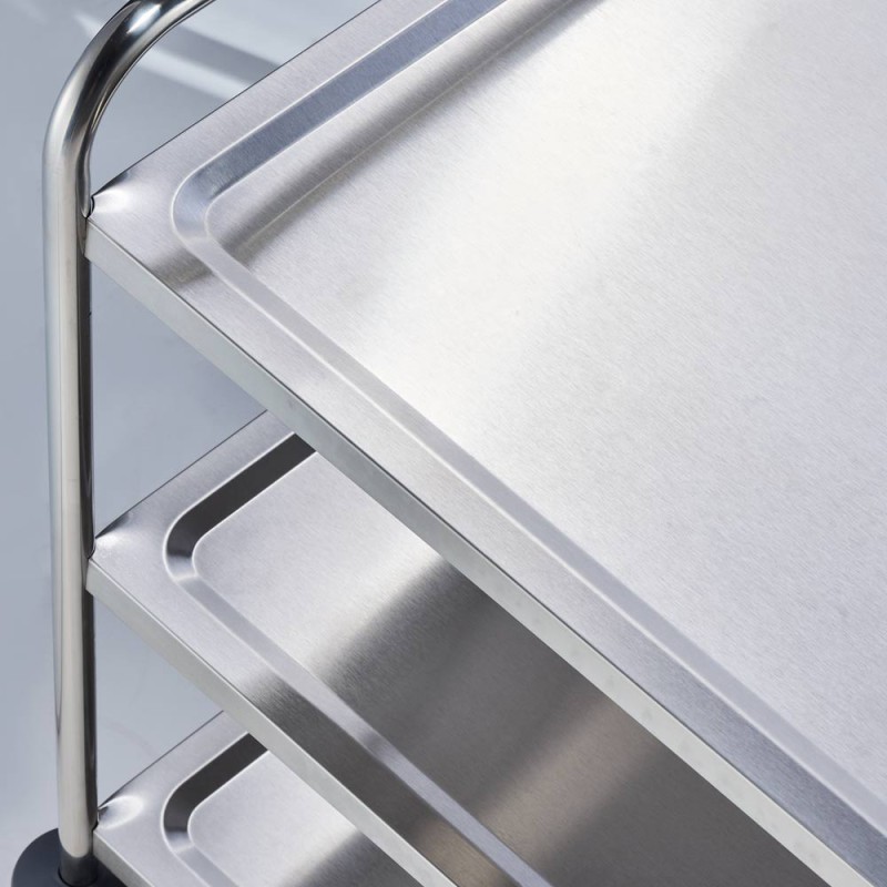 STALGAST - Chariot de serveur en acier inoxydable à 3 étagères