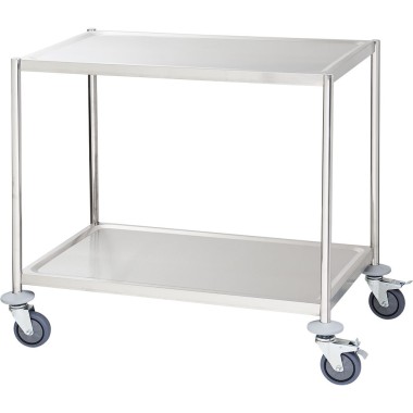 STALGAST - Chariot de serveur en acier inoxydable sans poignées, pliable, à 2 étagères, plat