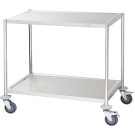 STALGAST - Chariot de serveur en acier inoxydable sans poignées, pliable, à 2 étagères, plat