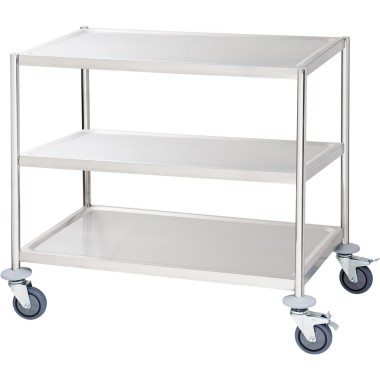 STALGAST - Chariot de serveur en acier inoxydable sans poignée, à trois niveaux, pliable