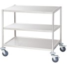 STALGAST - Chariot de serveur en acier inoxydable sans poignée, à trois niveaux, pliable