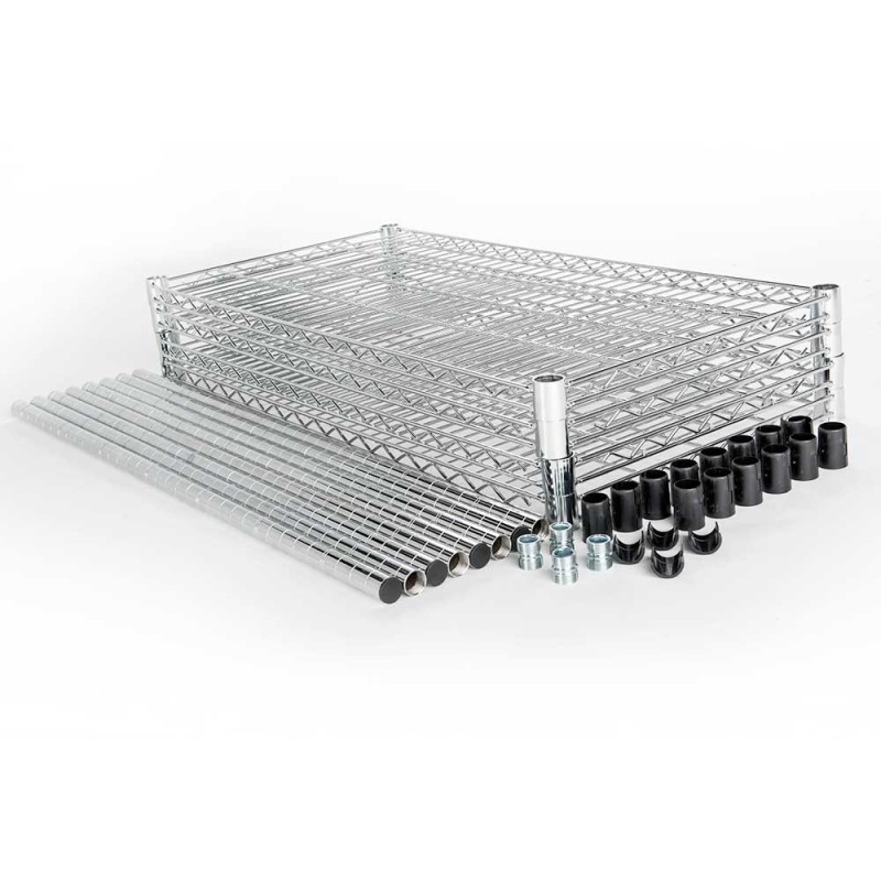 STALGAST - Étagère chromée, 4 étagères, pliable, 900x450x1800 mm
