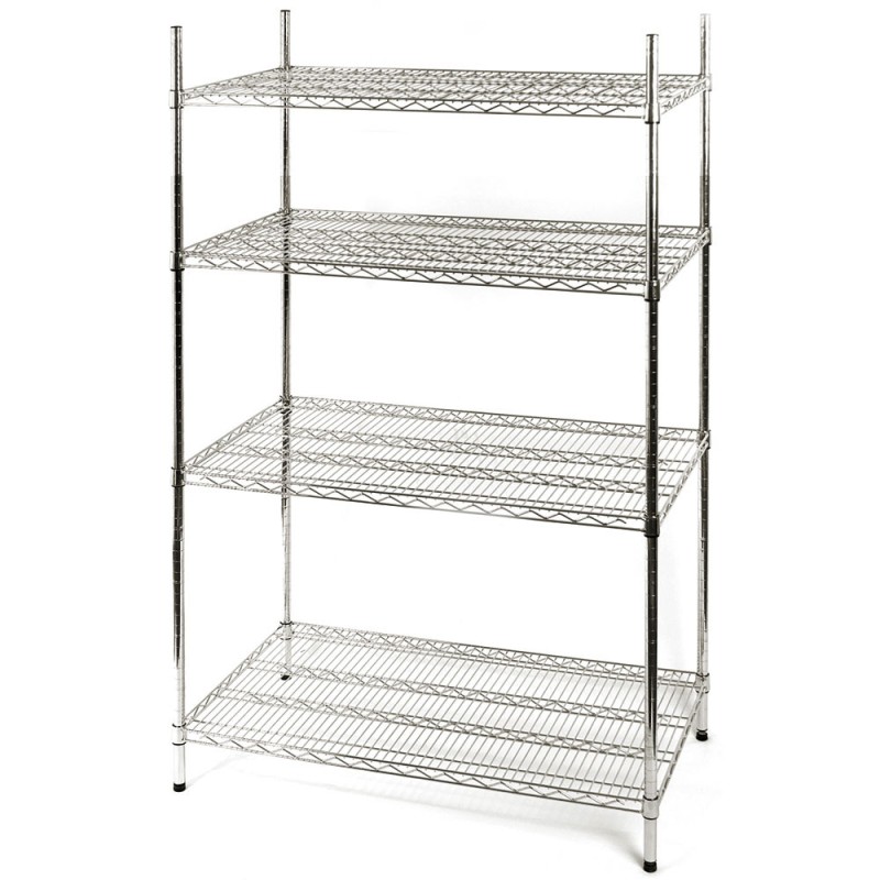 STALGAST - Étagère chromée, 4 étagères, pliable, 1825x610x1800 mm