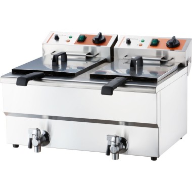 STALGAST - Friteuse électrique avec robinet, double compartiment, Caterina, V 2x8 l, P 2x3 kW